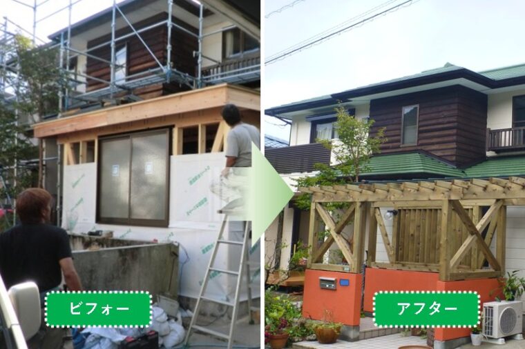 緑が多いお家でエントランスアーチなどは、ご近所の家で参考にされるお宅を見せていただきました。I様邸　増築・エクステリア改修工事　山六