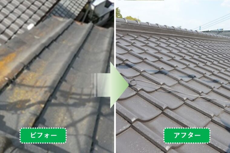 屋根は高圧水洗浄・ケレン等下地処理、屋上の床・雨樋も劣化が激しかったので塗装しました。O様邸　外壁・屋根塗装　13.04